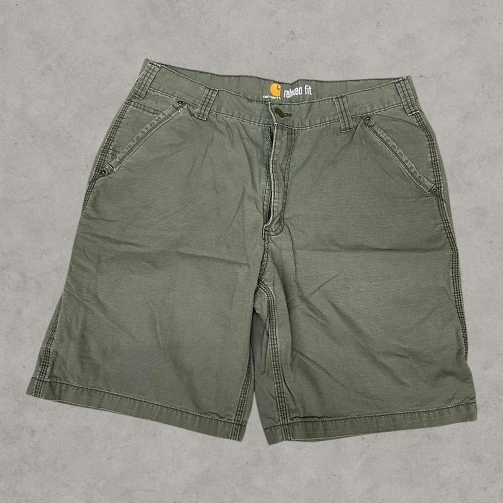 Carhartt Shorts Mens 36 Moss Green Canvas Carpenter 100240 301 Relaxed Canvas